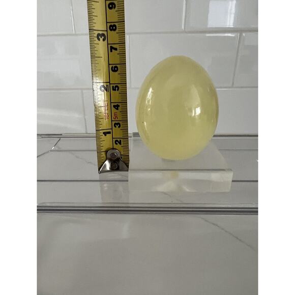 Marble Stone Carved Decor Egg Light Yellow Tone with Stand Made in Italy Easter - Picture 1 of 9
